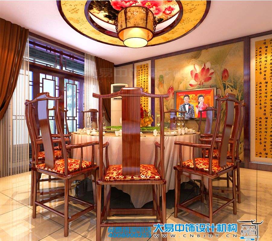 駐馬店新中式風(fēng)格家裝效果圖紅色典雅設(shè)計(jì)