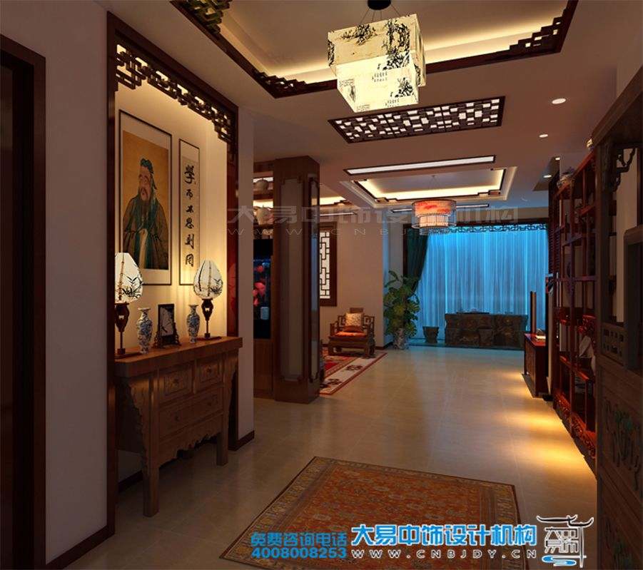 駐馬店新中式風(fēng)格家裝效果圖紅色典雅設(shè)計(jì)