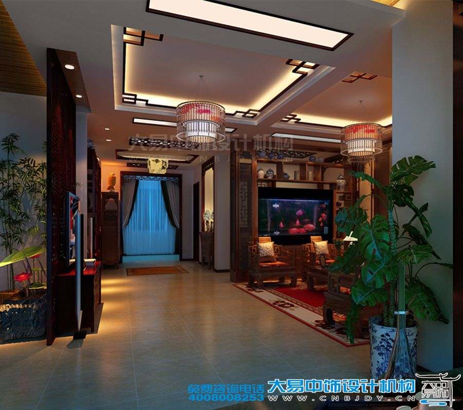 駐馬店新中式風(fēng)格家裝效果圖紅色典雅設(shè)計(jì)