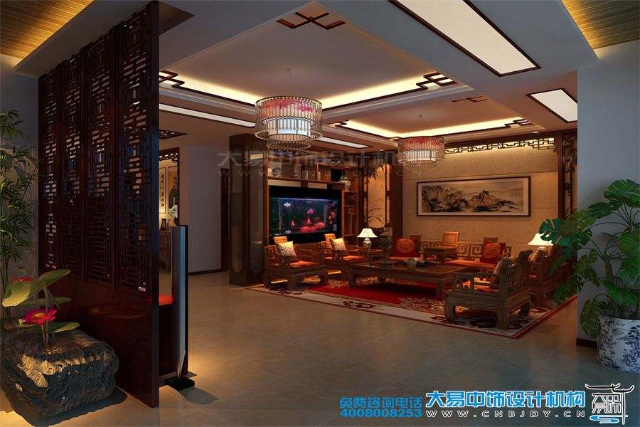 駐馬店新中式風(fēng)格家裝效果圖紅色典雅設(shè)計(jì)