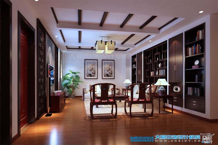 山西長治現(xiàn)代中式風格復式樓設(shè)計效果圖